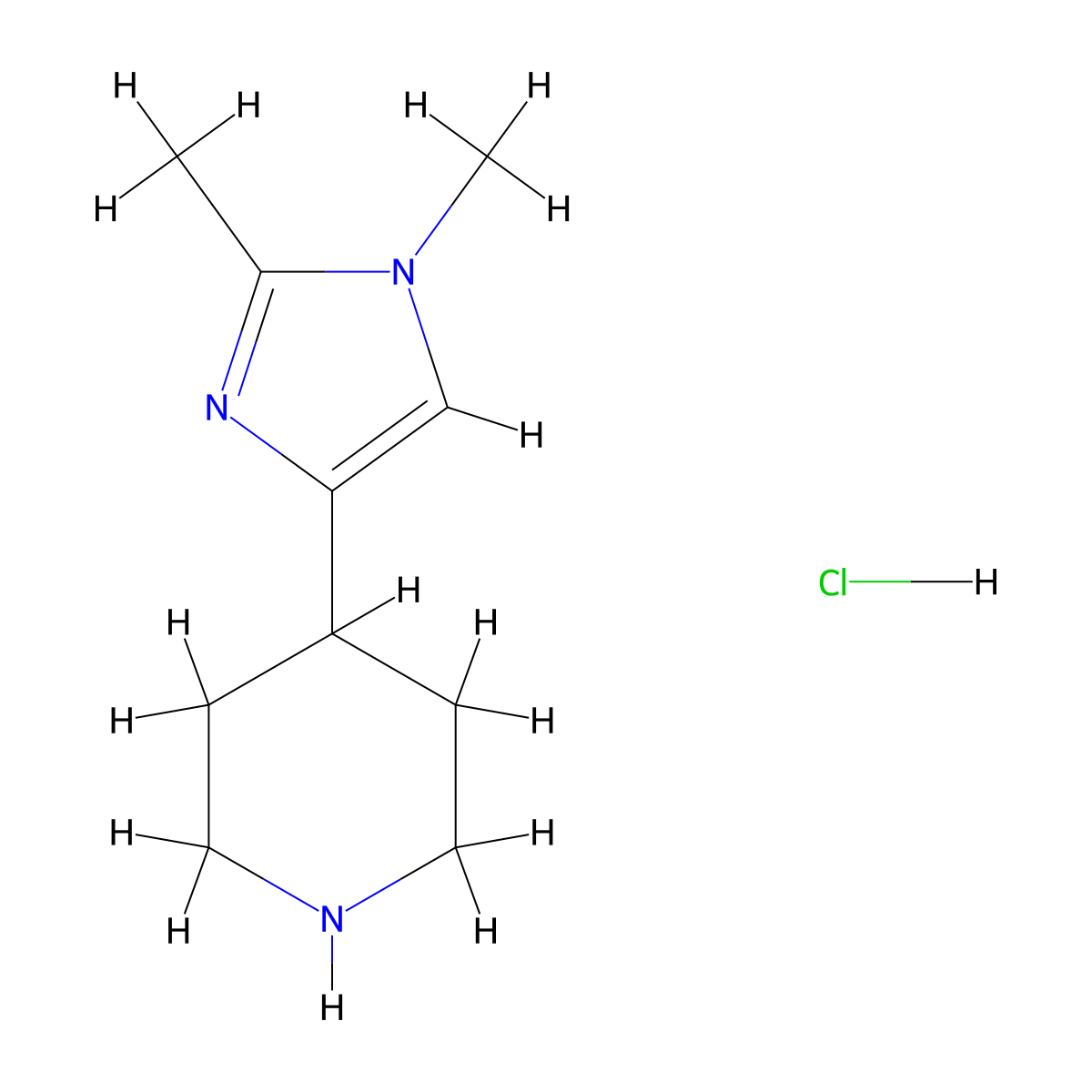 4-(1,2-Dimethyl-1H-imidazol-4-yl)piperidine hydrochloride molecular structure, CAS 1956328-27-0