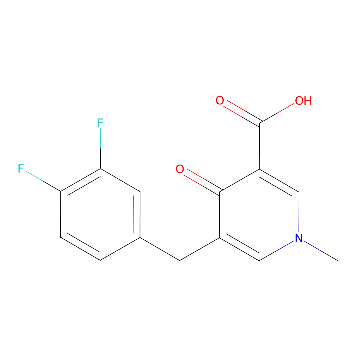 5-(3,4-Difluorobenzyl)-1-methyl-4-oxo-1,4-dihydropyridine-3-carboxylic acid molecular structure, CAS 1956328-38-3