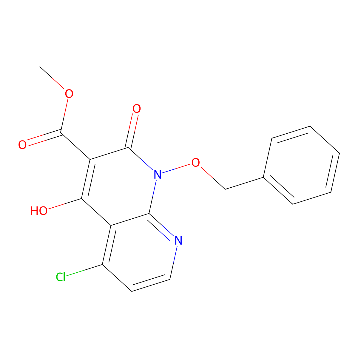 Methyl 1-(benzyloxy)-5-chloro-4-hydroxy-2-oxo-1,2-dihydro-1,8-naphthyridine-3-carboxylate molecular structure, CAS 1956328-39-4