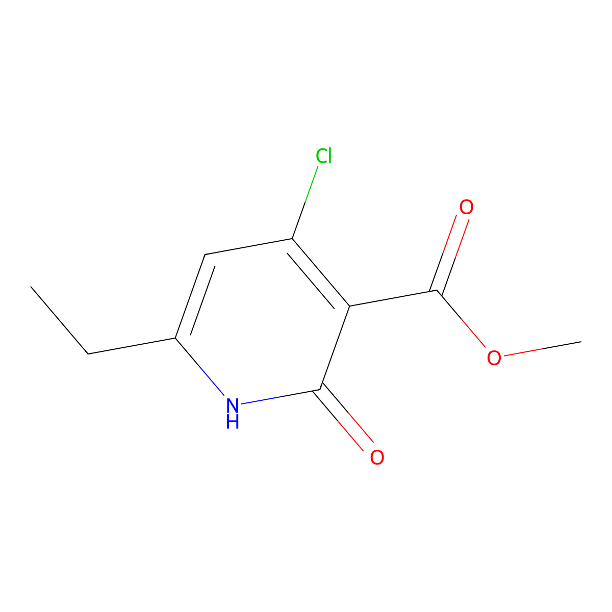Methyl 4-chloro-6-ethyl-2-oxo-1,2-dihydropyridine-3-carboxylate molecular structure, CAS 1956328-45-2