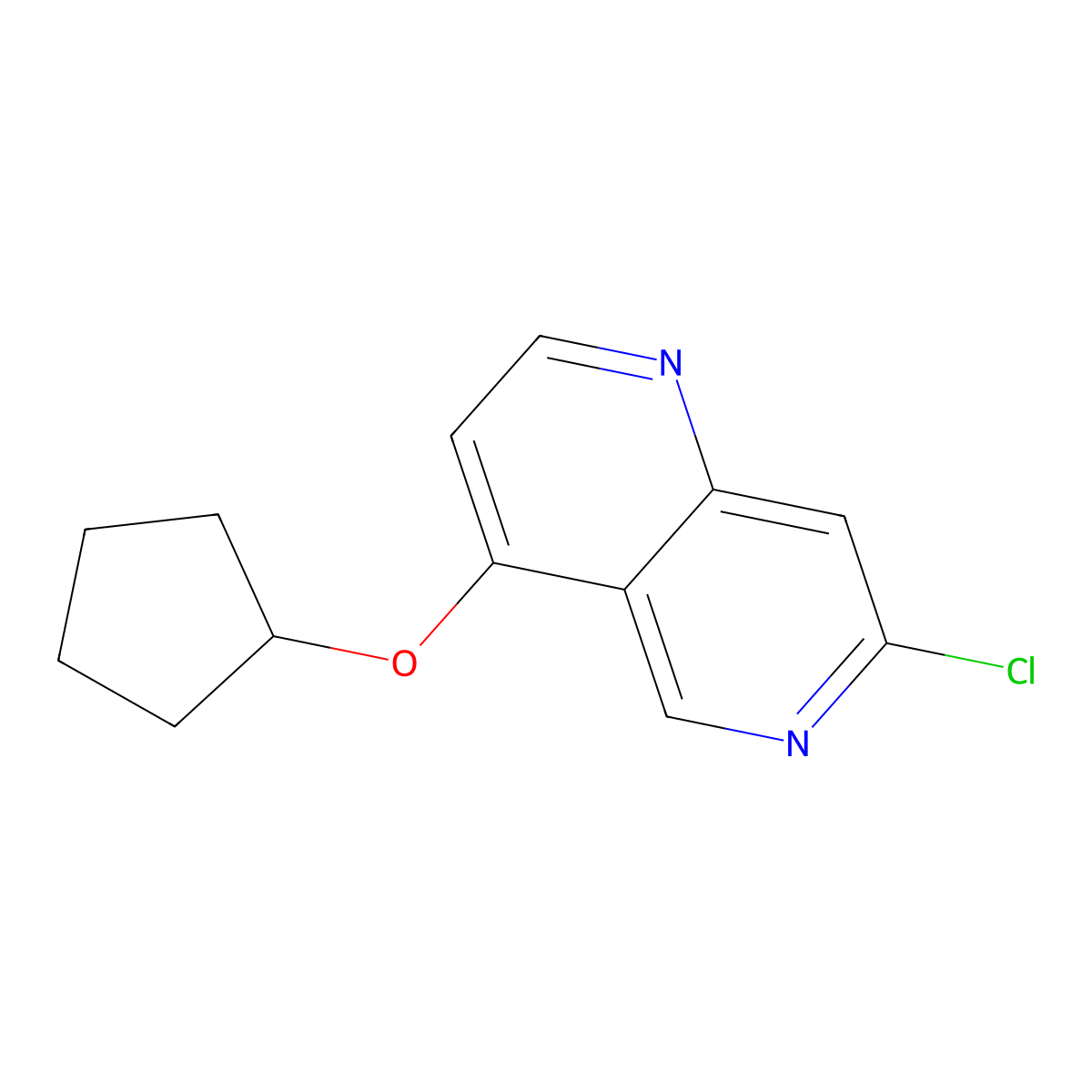 7-Chloro-4-(cyclopentyloxy)-1,6-naphthyridine molecular structure, CAS 1956330-88-3