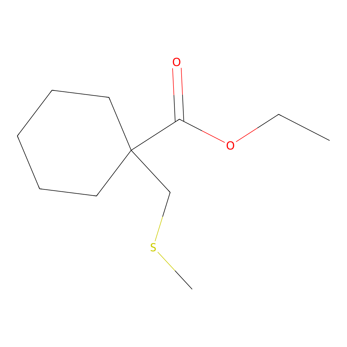 Ethyl 1-((methylthio)methyl)cyclohexanecarboxylate molecular structure, CAS 1956330-97-4
