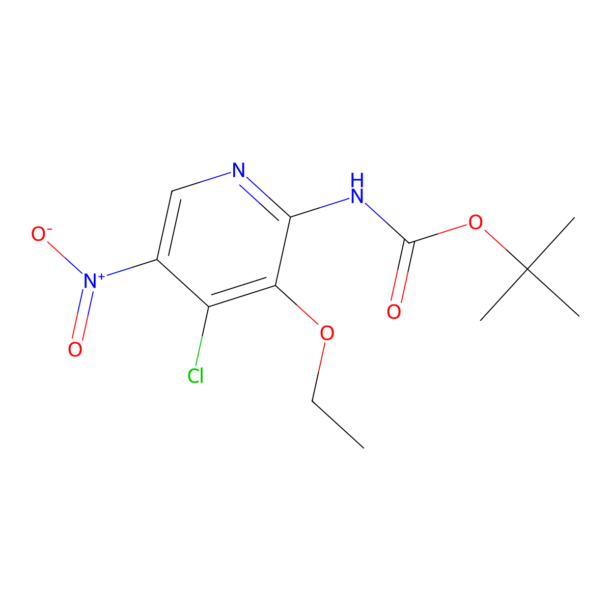 tert-Butyl (4-chloro-3-ethoxy-5-nitropyridin-2-yl)carbamate molecular structure, CAS 1956331-11-5