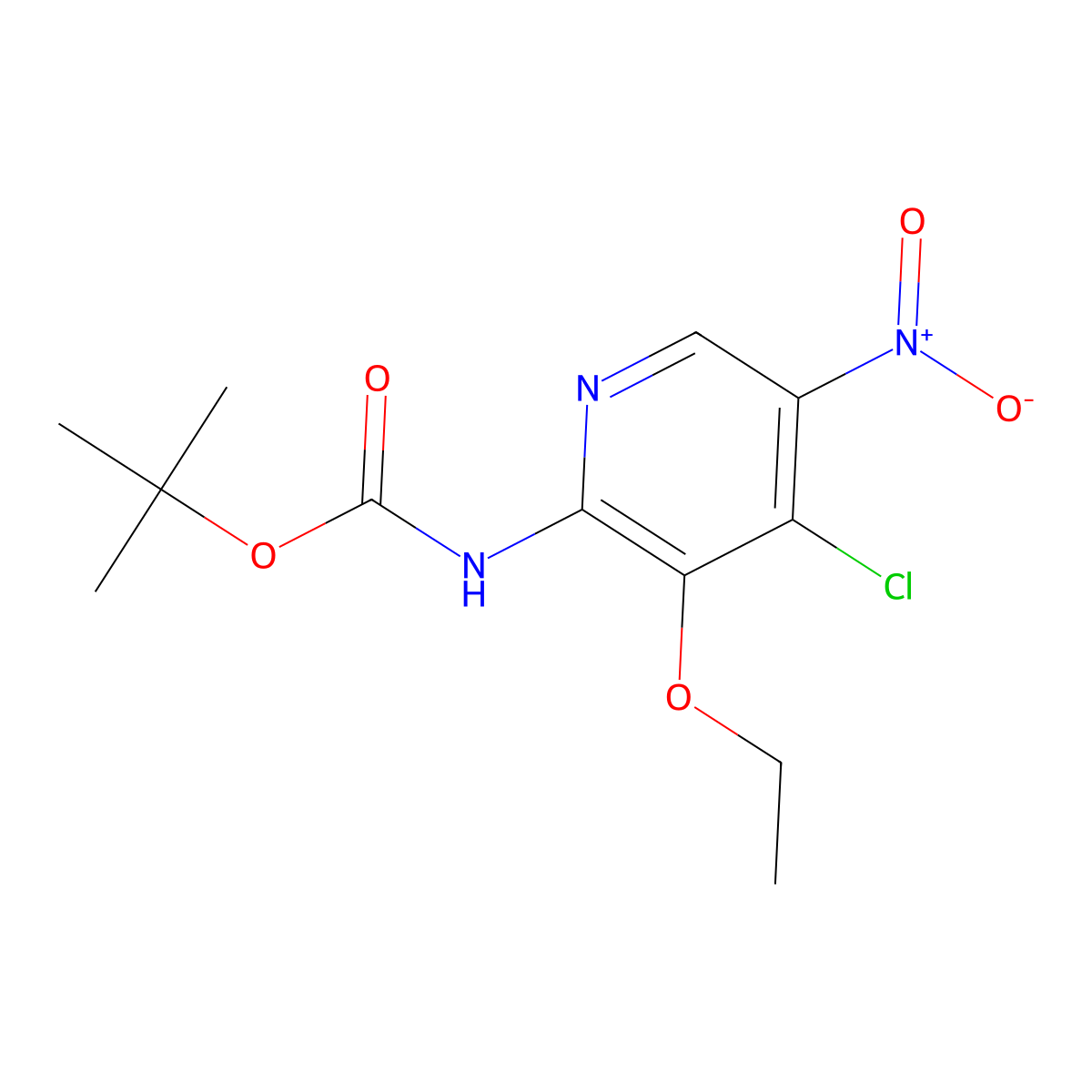 tert-Butyl (4-chloro-3-ethoxy-5-nitropyridin-2-yl)carbamate molecular structure, CAS 1956331-11-5