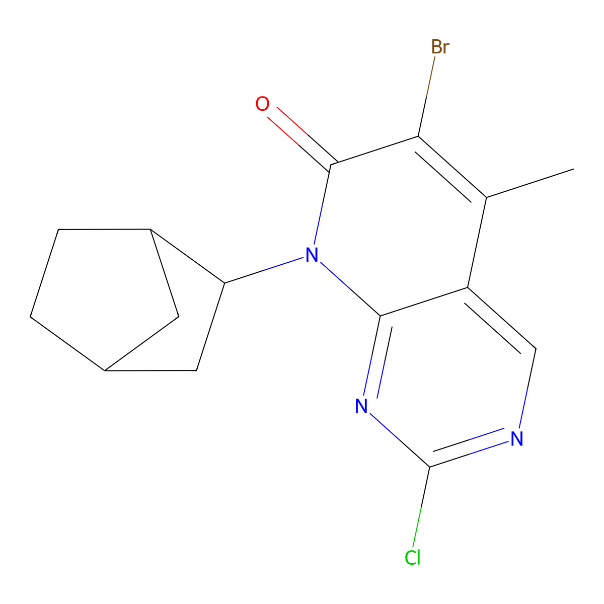 8-(Bicyclo[2.2.1]heptan-2-yl)-6-bromo-2-chloro-5-methylpyrido[2,3-d]pyrimidin-7(8H)-one molecular structure, CAS 1956331-15-9