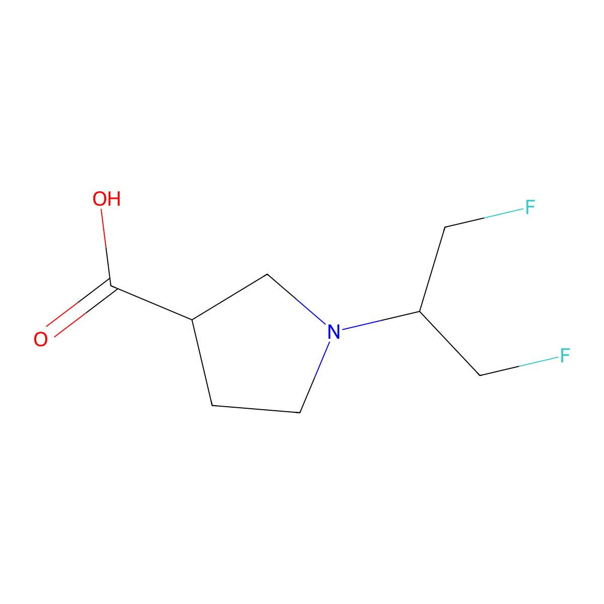 1-(1,3-Difluoropropan-2-yl)pyrrolidine-3-carboxylic acid molecular structure, CAS 1956331-19-3