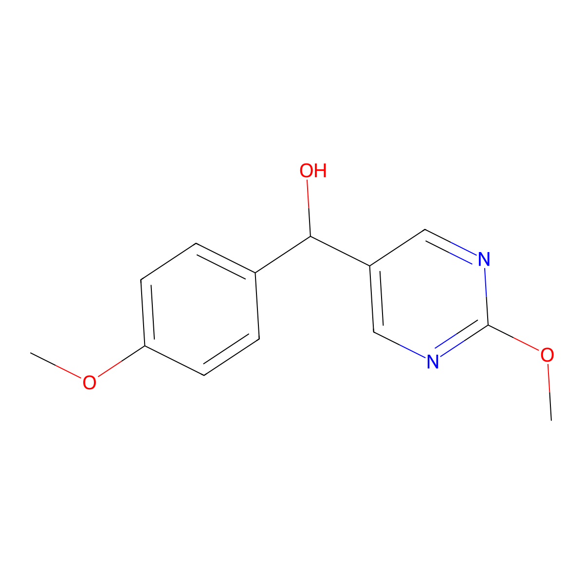 (4-Methoxyphenyl)(2-methoxypyrimidin-5-yl)methanol molecular structure, CAS 1956331-38-6