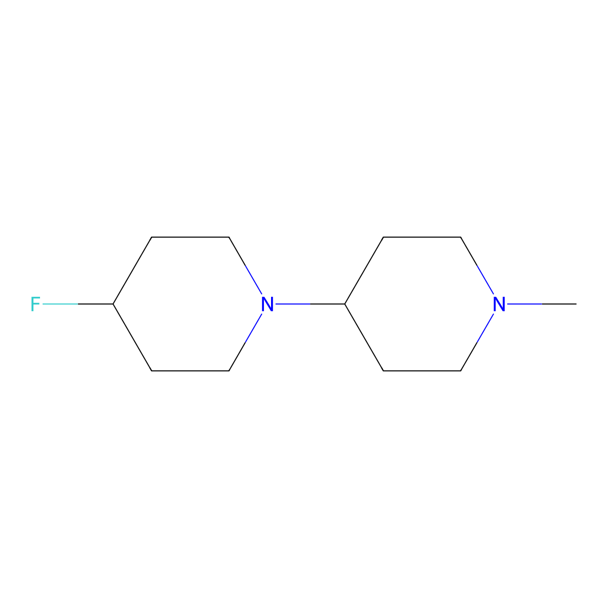 4-Fluoro-1'-methyl-1,4'-bipiperidine molecular structure, CAS 1956331-39-7