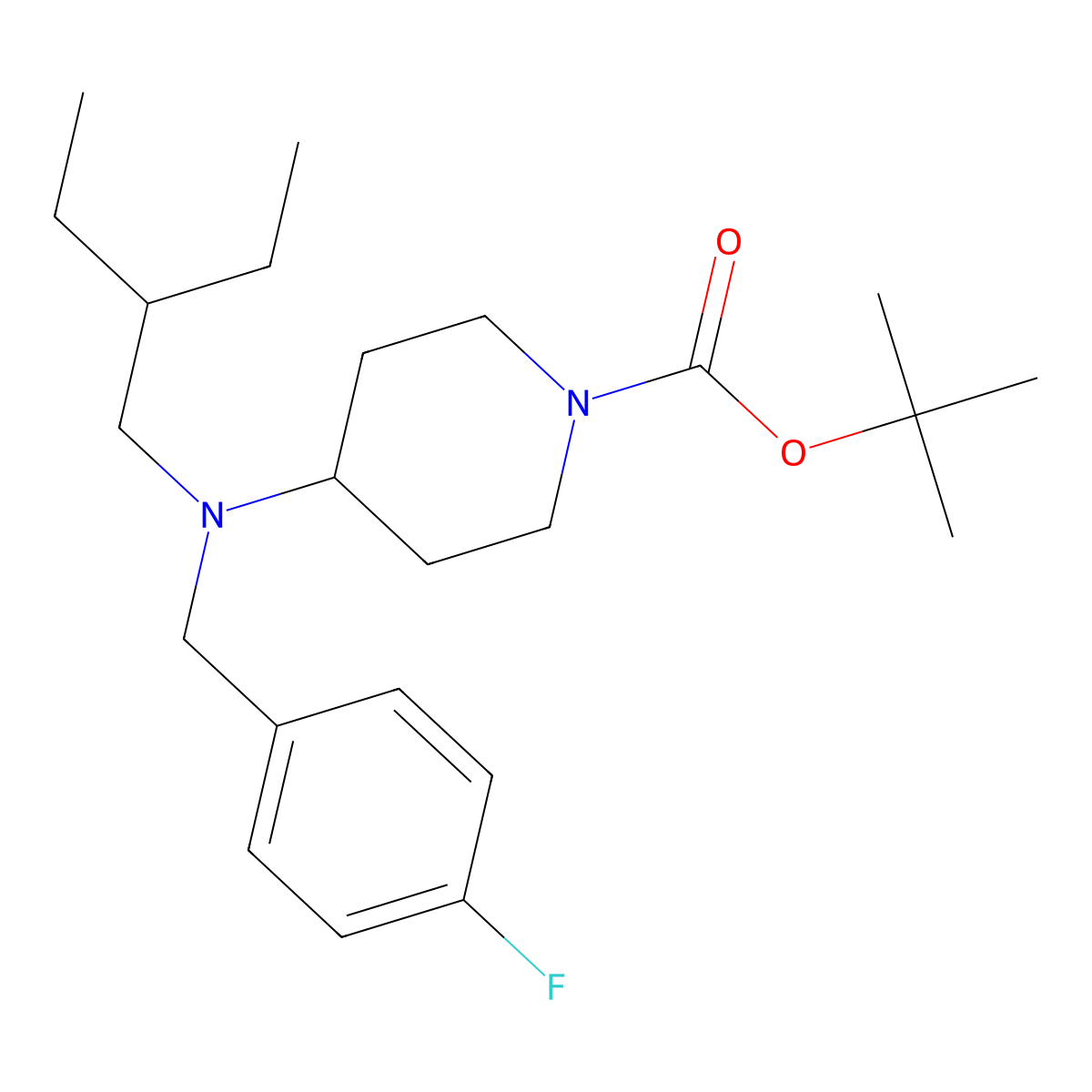 tert-Butyl 4-((2-ethylbutyl)(4-fluorobenzyl)amino)piperidine-1-carboxylate molecular structure, CAS 1956331-51-3