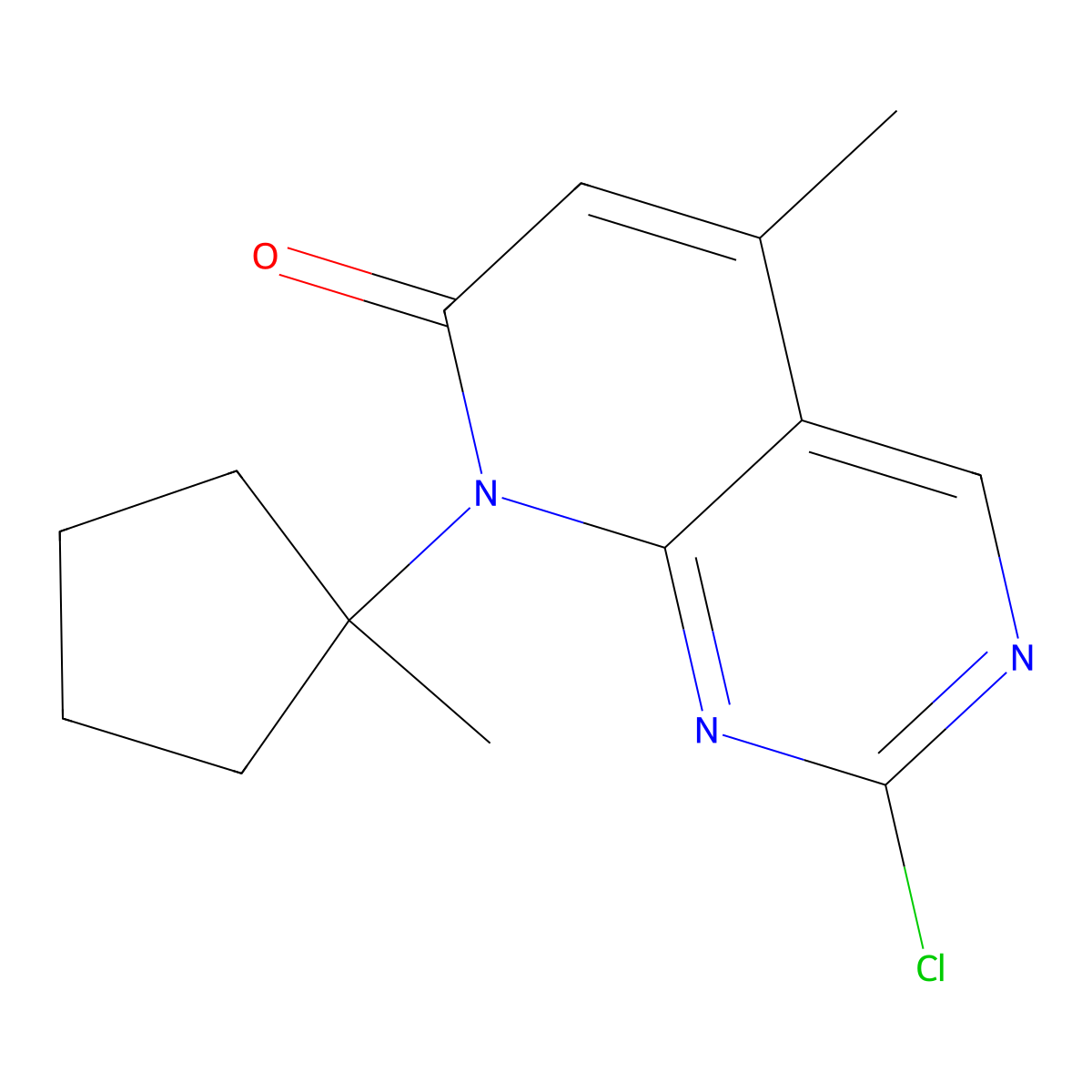 2-Chloro-5-methyl-8-(1-methylcyclopentyl)pyrido[2,3-d]pyrimidin-7(8H)-one molecular structure, CAS 1956331-63-7