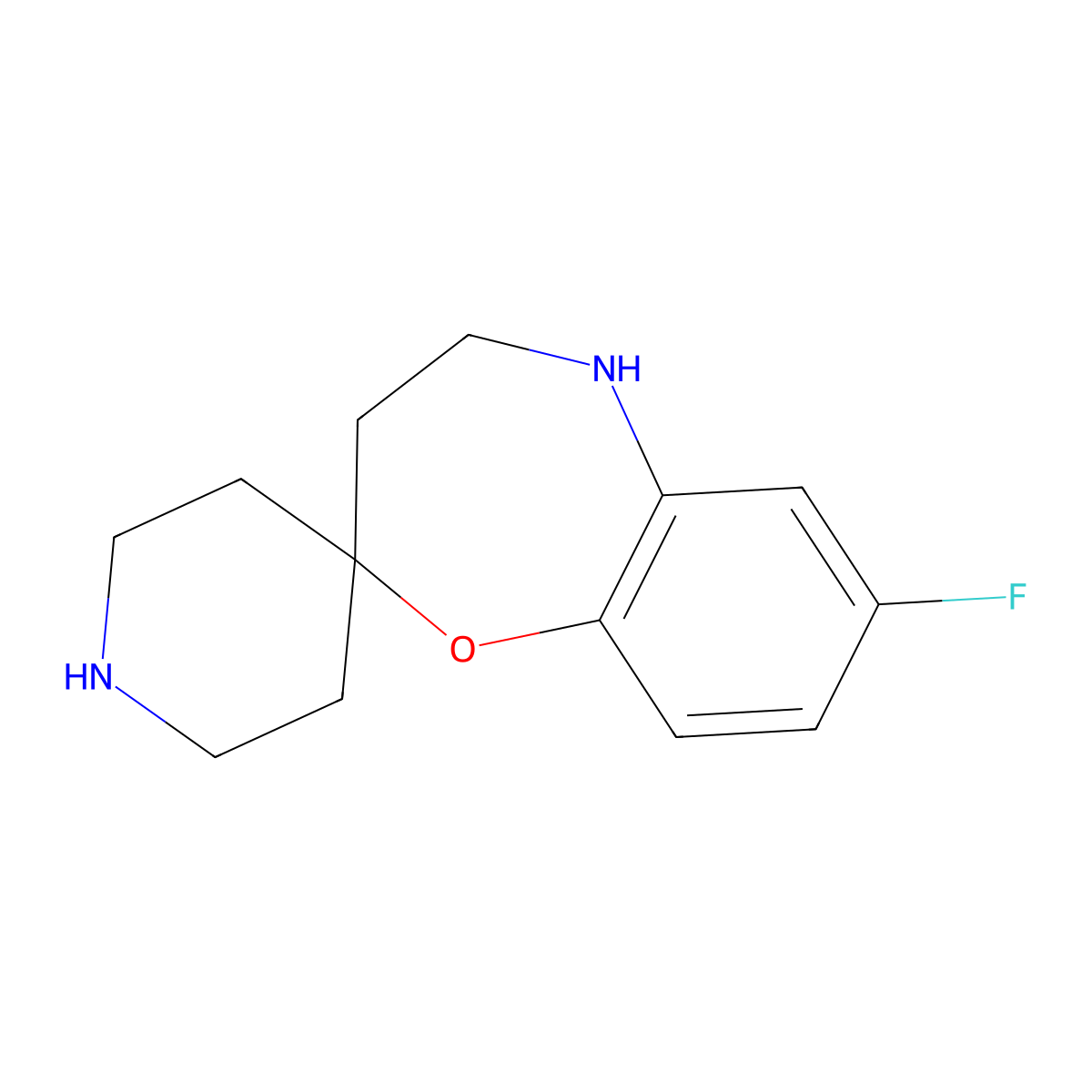 7-Fluoro-4,5-dihydro-3H-spiro[benzo[B][1,4]oxazepine-2,4'-piperidine] molecular structure, CAS 1956331-89-7