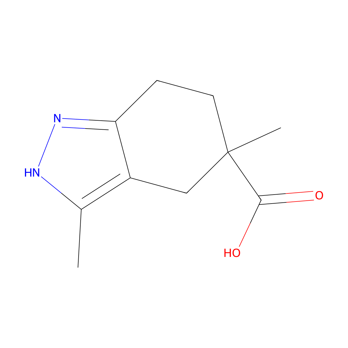 3,5-Dimethyl-4,5,6,7-tetrahydro-2H-indazole-5-carboxylic acid molecular structure, CAS 1956331-97-7