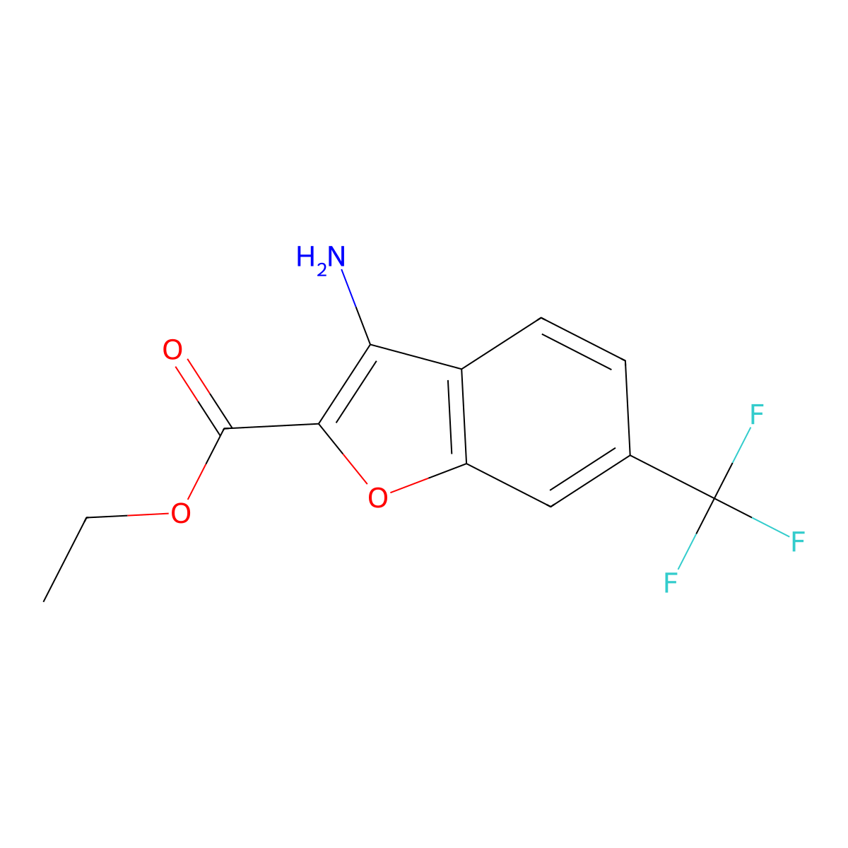 Ethyl 3-amino-6-(trifluoromethyl)benzofuran-2-carboxylate molecular structure, CAS 1956332-04-9