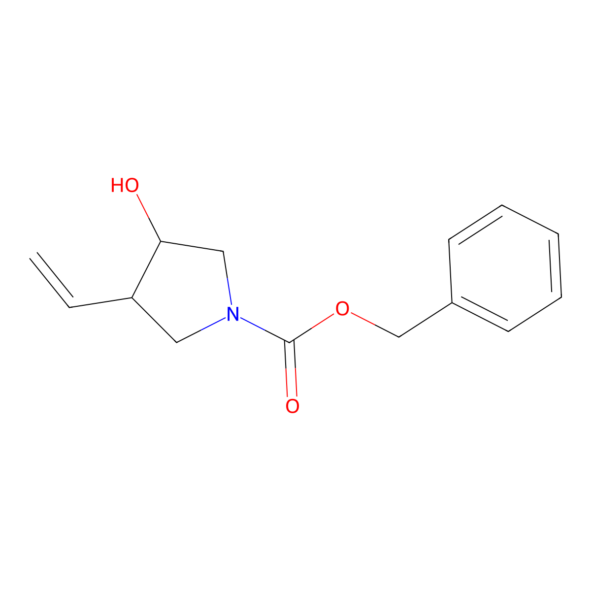 rac-benzyl (3R,4R)-3-ethenyl-4-hydroxypyrrolidine-1-carboxylate molecular structure, CAS 1956332-09-4