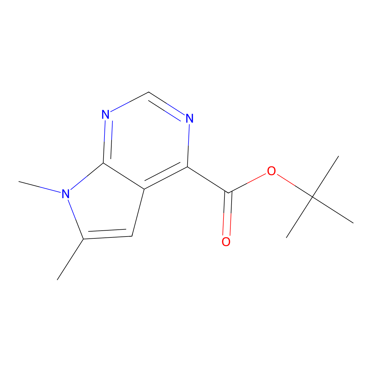 Tert-butyl 6,7-dimethyl-7H-pyrrolo[2,3-D]pyrimidine-4-carboxylate molecular structure, CAS 1956332-10-7