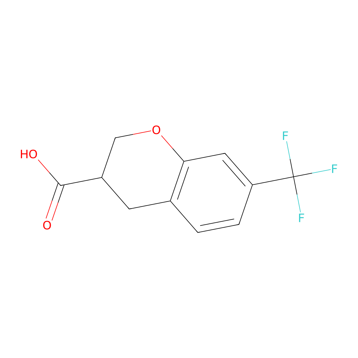 7-(trifluoromethyl)-3,4-dihydro-2H-1-benzopyran-3-carboxylic acid molecular structure, CAS 1956332-20-9