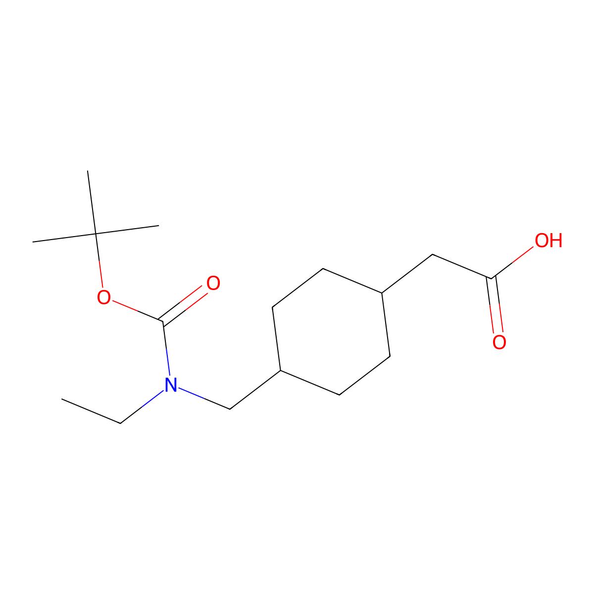 2-[trans-4-[[(Boc)(ethyl)amino]methyl]cyclohexyl]acetic Acid molecular structure, CAS 1956332-69-6