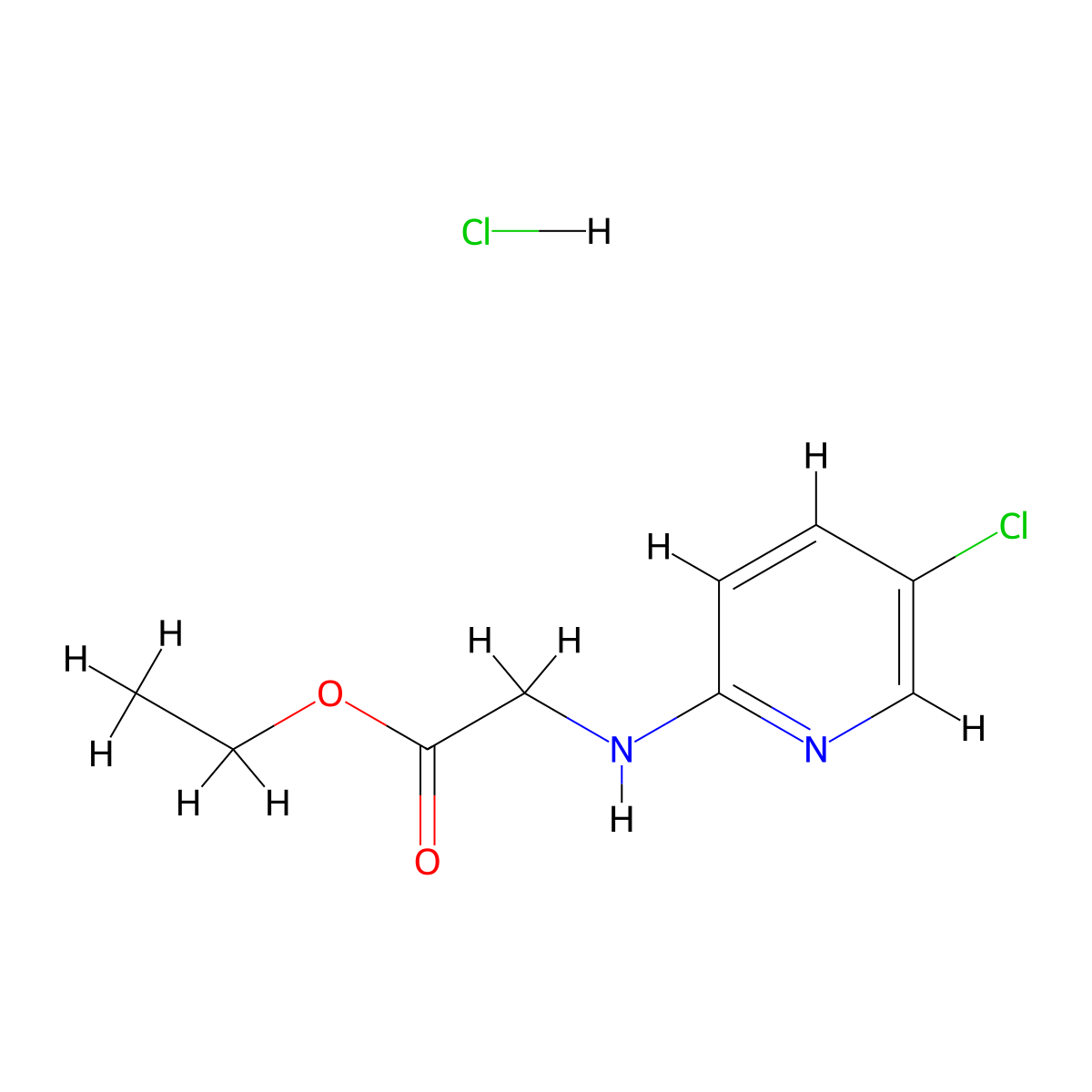 Ethyl 2-((5-chloropyridin-2-yl)amino)acetate hydrochloride molecular structure, CAS 1956332-71-0