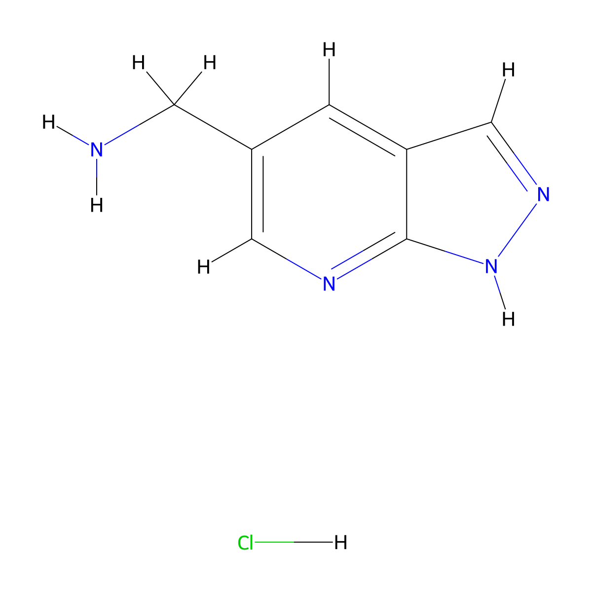 1H-pyrazolo[3,4-b]pyridin-5-ylmethanamine hydrochloride molecular structure, CAS 1956332-72-1