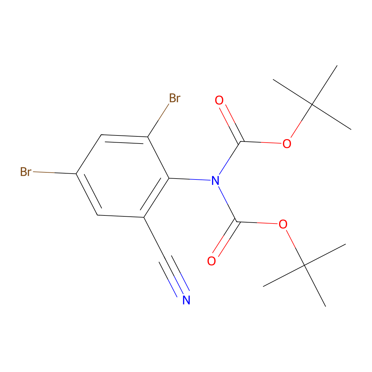 Di-tert-butyl 2,4-dibromo-6-cyanophenyliminodicarbonate molecular structure, CAS 1956332-85-6