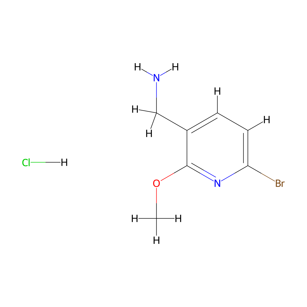 (6-Bromo-2-methoxypyridin-3-yl)methanamine hydrochloride molecular structure, CAS 1956332-89-0