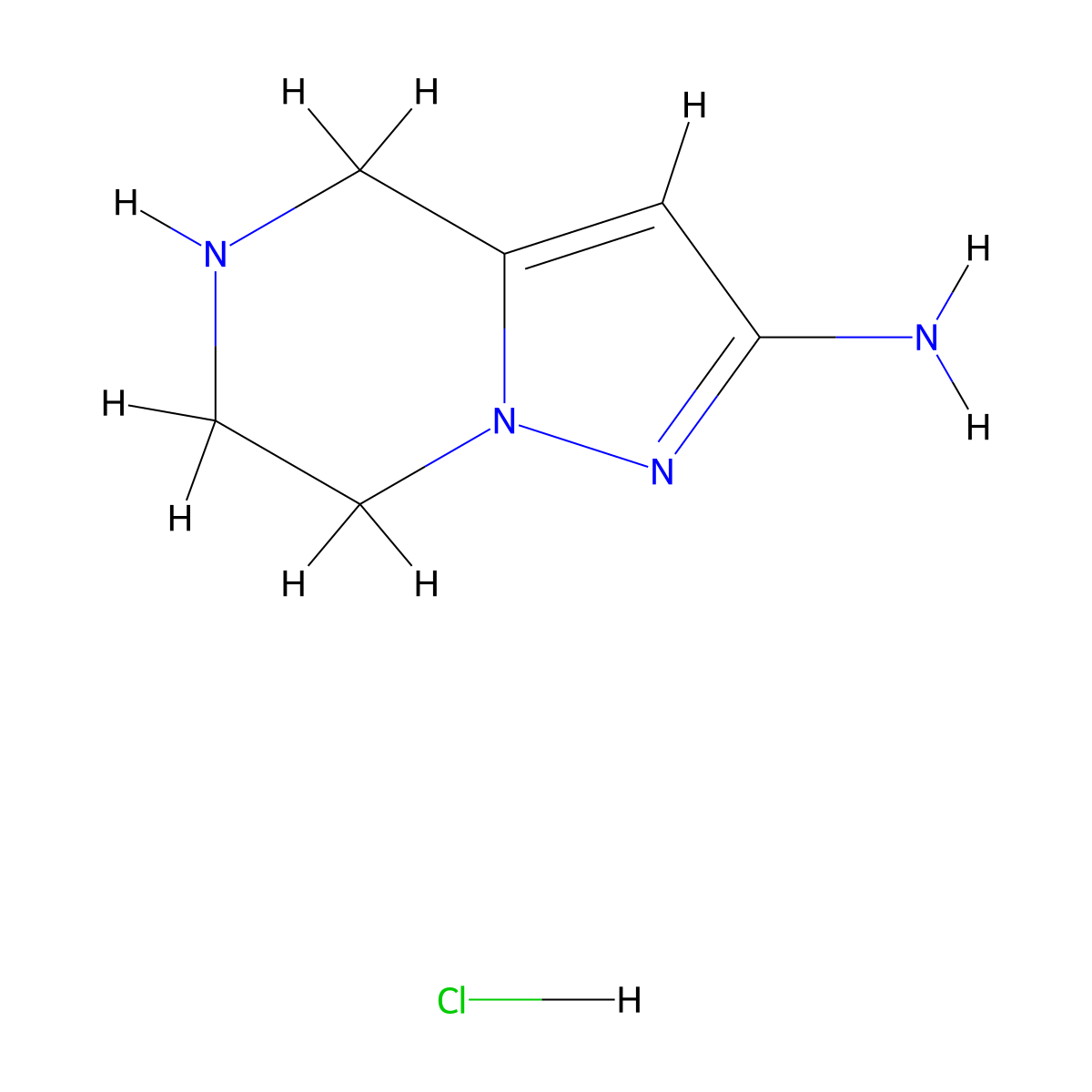 4,5,6,7-Tetrahydropyrazolo[1,5-a]pyrazin-2-amine hydrochloride molecular structure, CAS 1956334-40-9