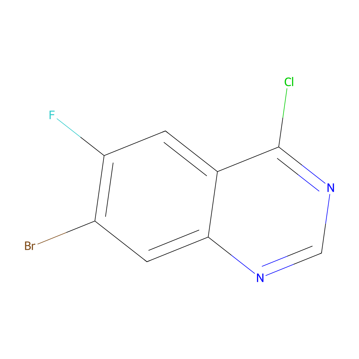 7-Bromo-4-chloro-6-fluoroquinazoline molecular structure, CAS 1956334-41-0
