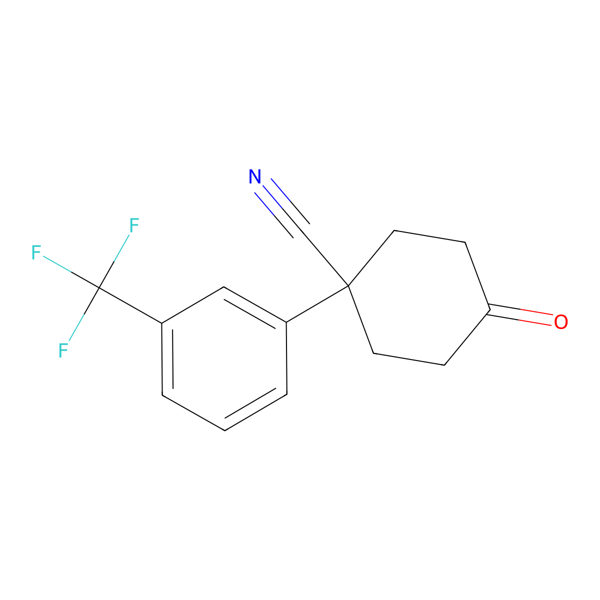 4-Oxo-1-(3-(trifluoromethyl)phenyl)cyclohexanecarbonitrile molecular structure, CAS 1956334-70-5