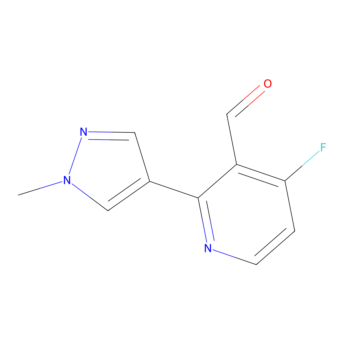 4-Fluoro-2-(1-methyl-1H-pyrazol-4-yl)nicotinaldehyde molecular structure, CAS 1956334-93-2