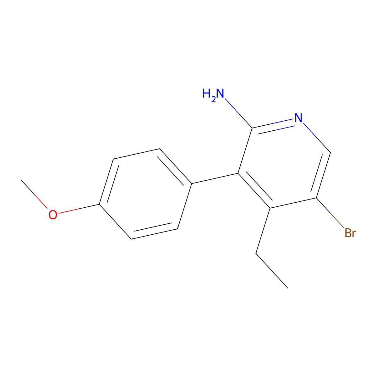 5-Bromo-4-ethyl-3-(4-methoxyphenyl)pyridin-2-amine molecular structure, CAS 1956334-97-6
