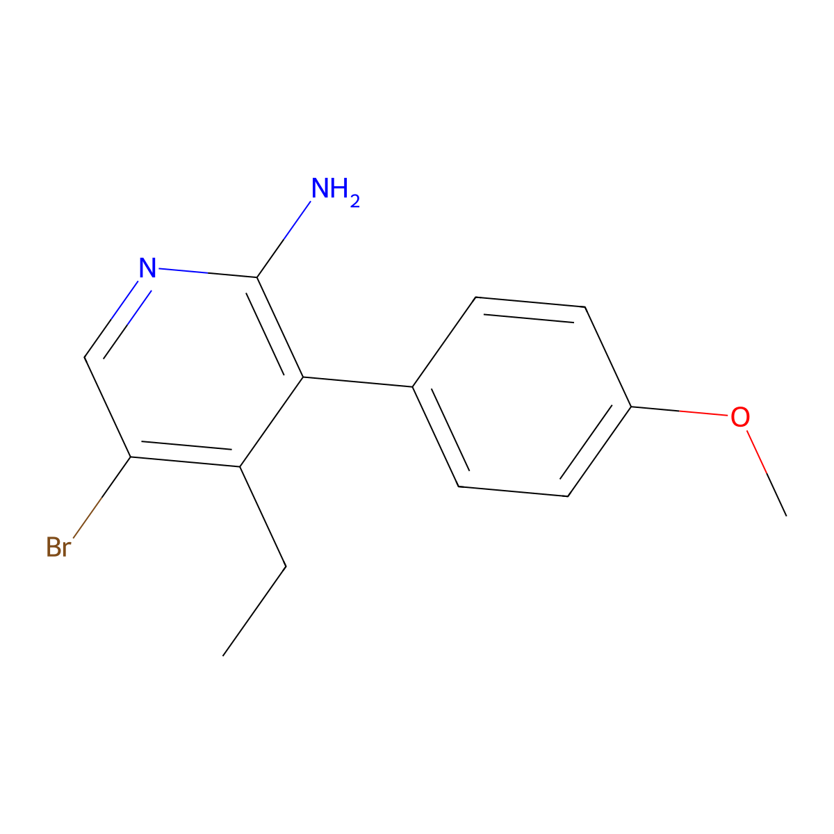 5-Bromo-4-ethyl-3-(4-methoxyphenyl)pyridin-2-amine molecular structure, CAS 1956334-97-6