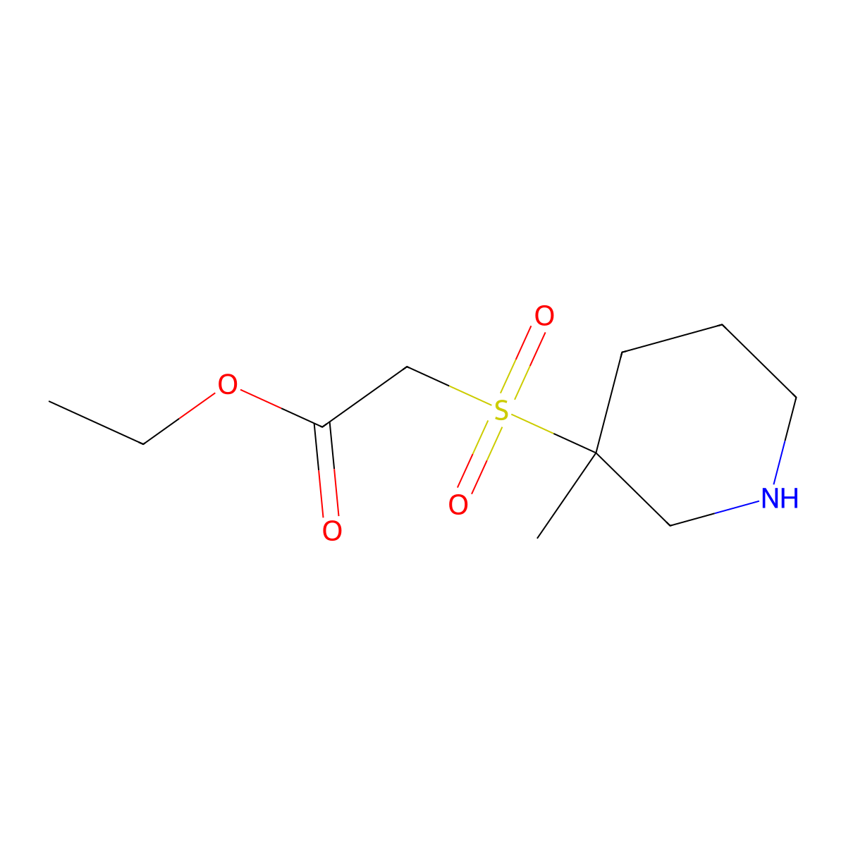 Ethyl 2-[(3-methylpiperidin-3-yl)sulfonyl]acetate molecular structure, CAS 1956335-00-4