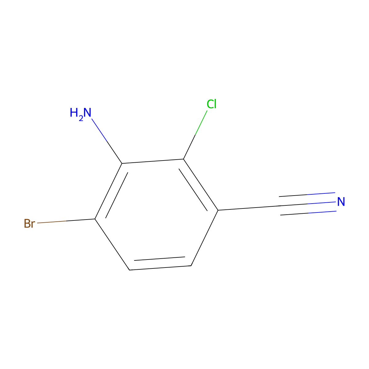 3-Amino-4-bromo-2-chlorobenzonitrile molecular structure, CAS 1956335-13-9