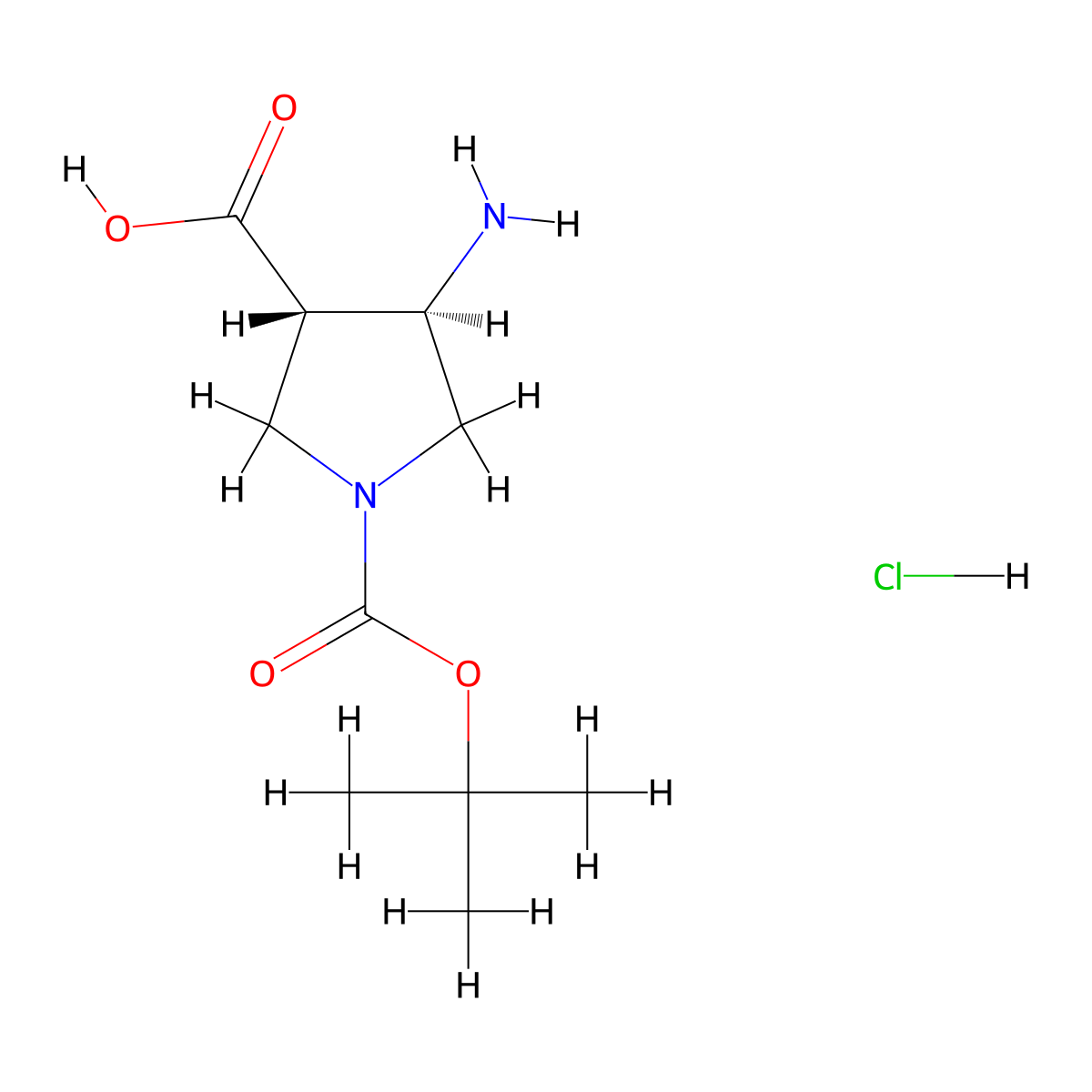 trans-4-Amino-1-(tert-butoxycarbonyl)pyrrolidine-3-carboxylic acid hydrochloride molecular structure, CAS 1956335-16-2