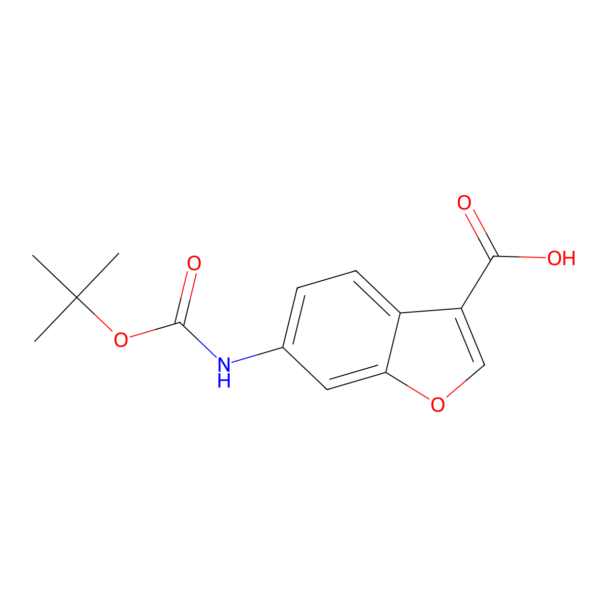 6-((tert-Butoxycarbonyl)amino)benzofuran-3-carboxylic acid molecular structure, CAS 1956335-17-3