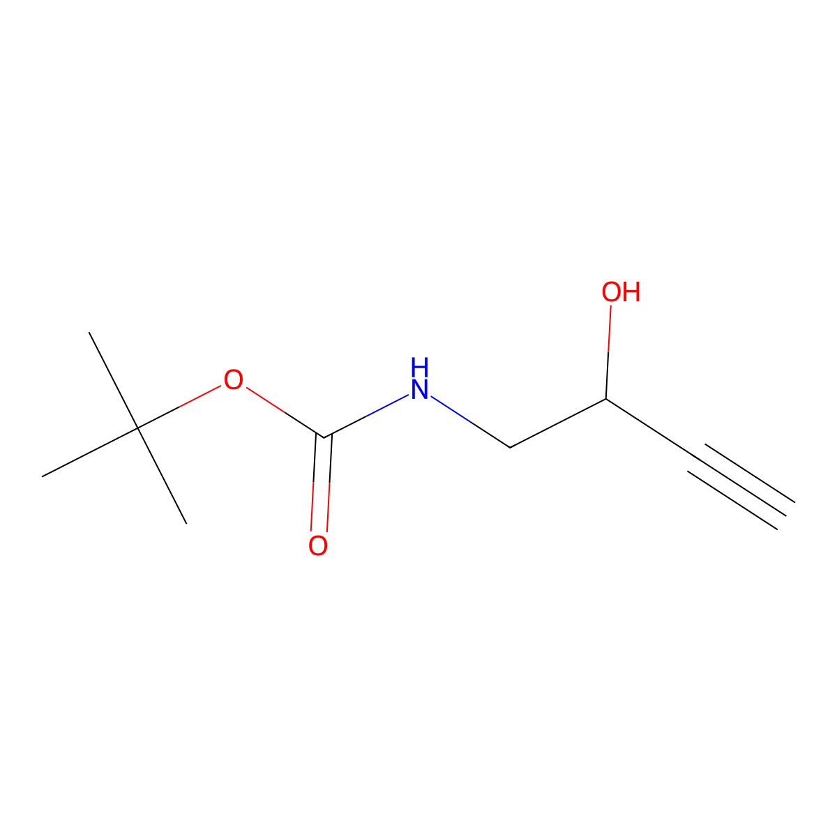 tert-Butyl (2-hydroxybut-3-yn-1-yl)carbamate molecular structure, CAS 1956335-25-3