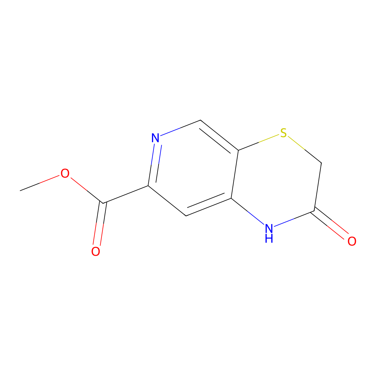 Methyl 2-oxo-2,3-dihydro-1H-pyrido[3,4-b][1,4]thiazine-7-carboxylate molecular structure, CAS 1956335-32-2