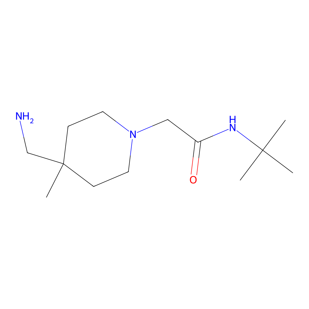 2-(4-(Aminomethyl)-4-methylpiperidin-1-yl)-N-(tert-butyl)acetamide molecular structure, CAS 1956335-33-3