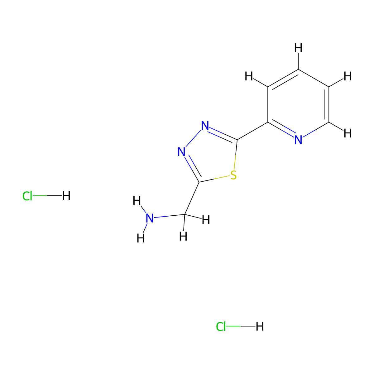 (5-(Pyridin-2-yl)-1,3,4-thiadiazol-2-yl)methanamine dihydrochloride molecular structure, CAS 1956335-59-3