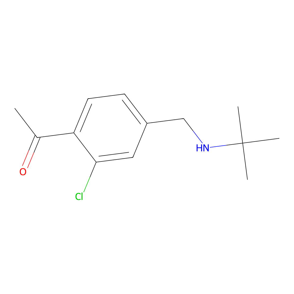 1-(4-((Tert-butylamino)methyl)-2-chlorophenyl)ethan-1-one molecular structure, CAS 1956335-67-3