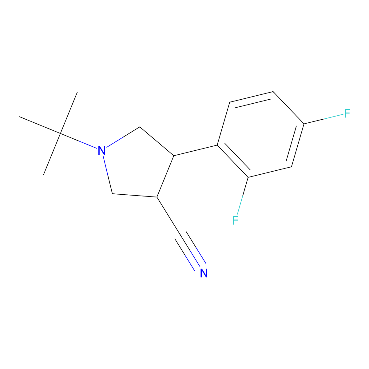 1-(tert-Butyl)-4-(2,4-difluorophenyl)pyrrolidine-3-carbonitrile molecular structure, CAS 1956335-77-5