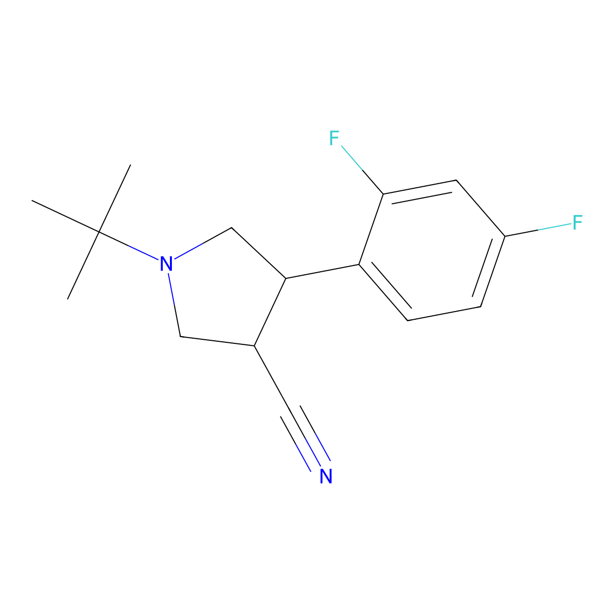 1-(tert-Butyl)-4-(2,4-difluorophenyl)pyrrolidine-3-carbonitrile molecular structure, CAS 1956335-77-5