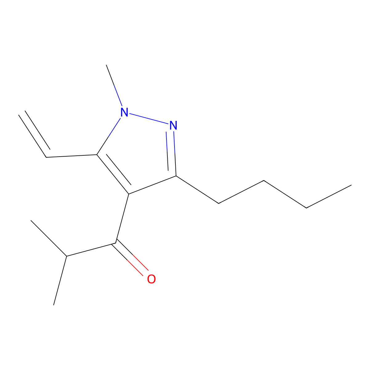 1-(3-Butyl-1-methyl-5-vinyl-1H-pyrazol-4-yl)-2-methylpropan-1-one molecular structure, CAS 1956335-82-2