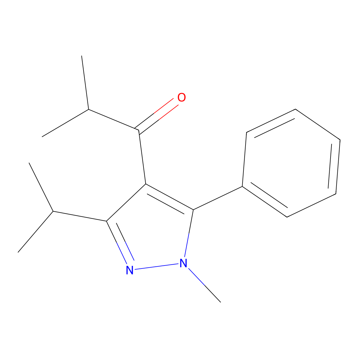 1-(3-Isopropyl-1-methyl-5-phenyl-1H-pyrazol-4-yl)-2-methylpropan-1-one molecular structure, CAS 1956335-87-7