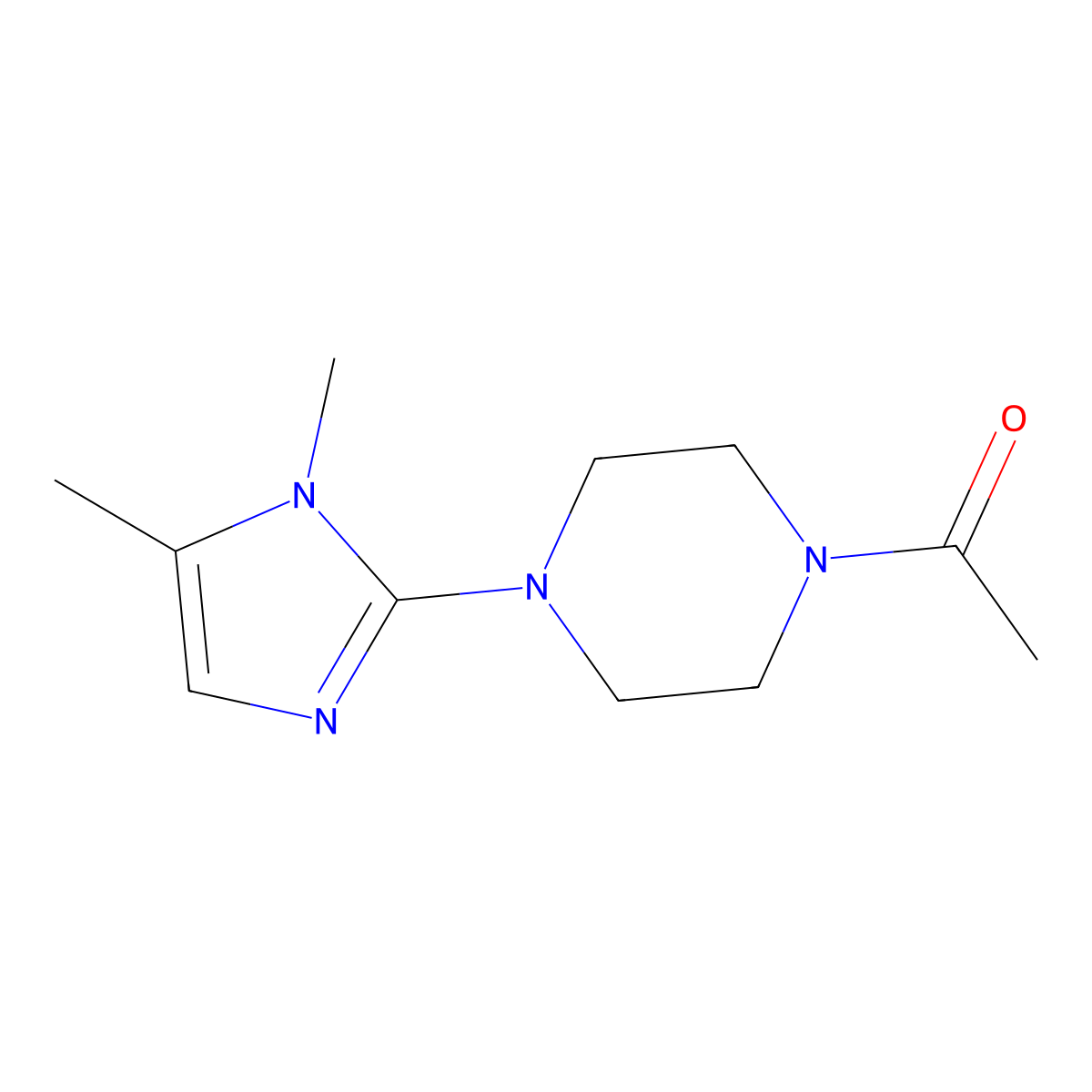 1-(4-(1,5-Dimethyl-1H-imidazol-2-yl)piperazin-1-yl)ethanone molecular structure, CAS 1956335-89-9