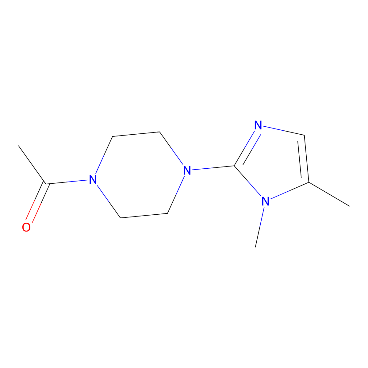 1-(4-(1,5-Dimethyl-1H-imidazol-2-yl)piperazin-1-yl)ethanone molecular structure, CAS 1956335-89-9