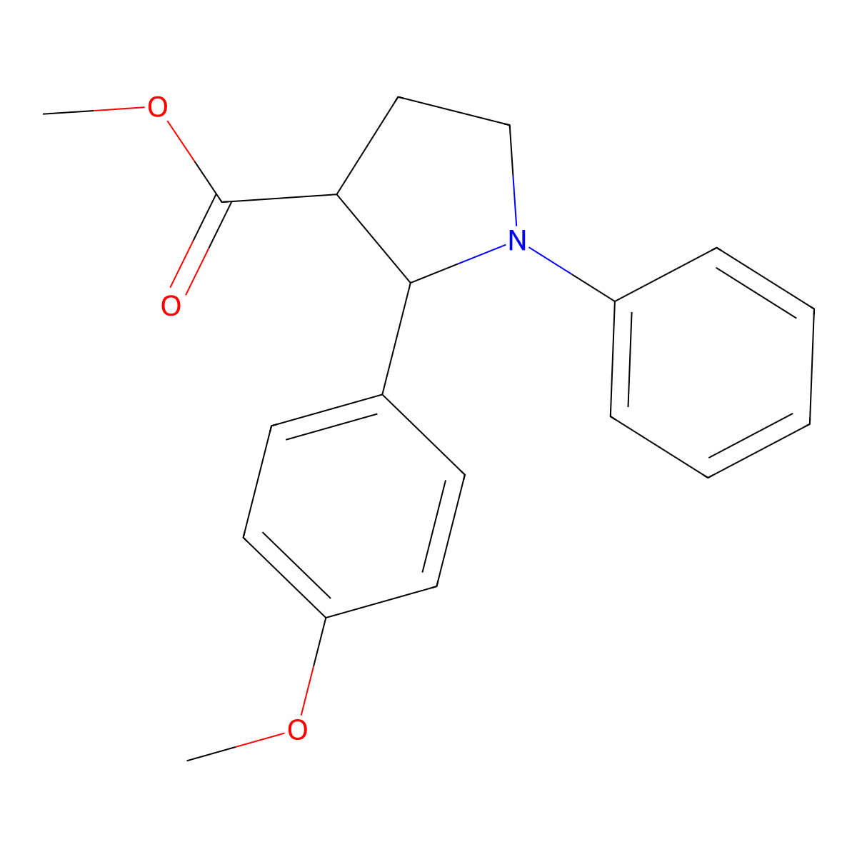 Methyl 2-(4-methoxyphenyl)-1-phenylpyrrolidine-3-carboxylate molecular structure, CAS 1956335-90-2