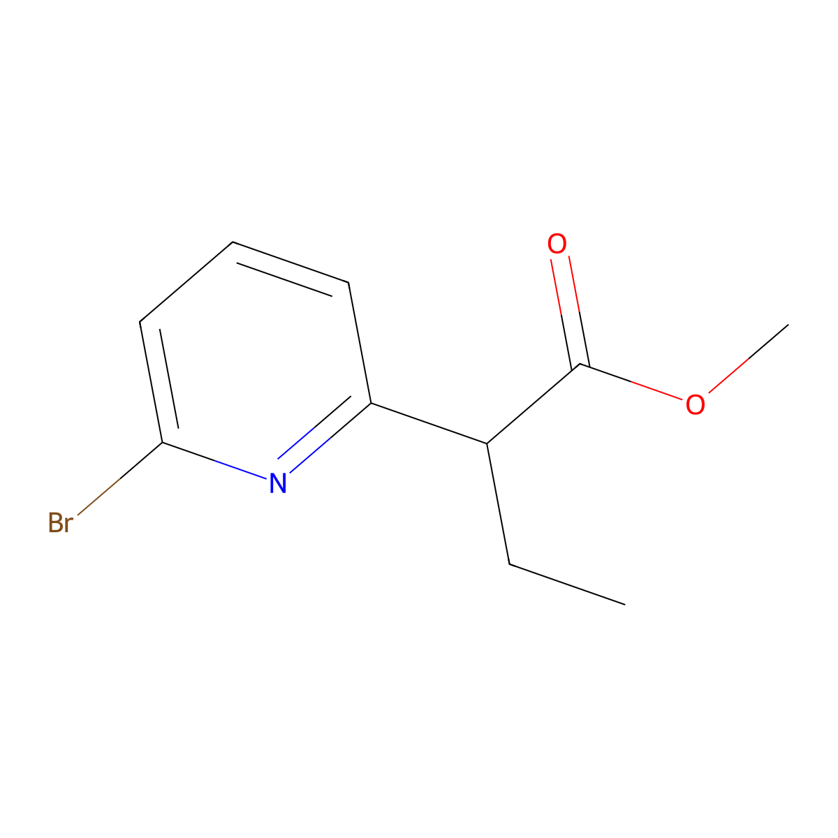 Methyl 2-(6-bromopyridin-2-yl)butanoate molecular structure, CAS 1956335-95-7