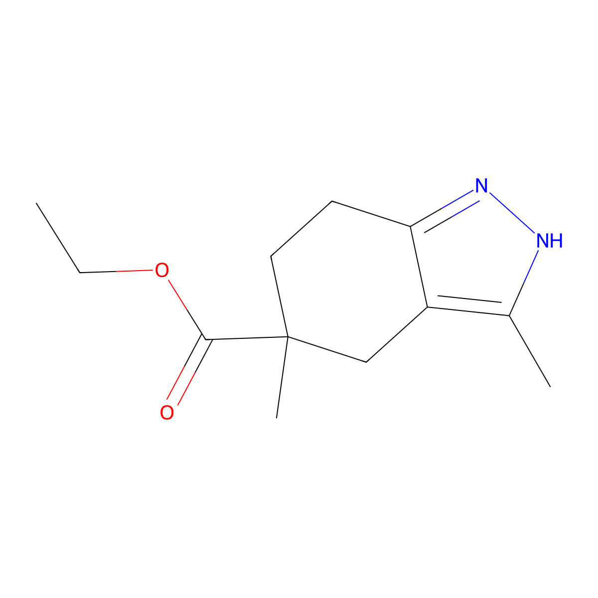 Ethyl 3,5-dimethyl-4,5,6,7-tetrahydro-2H-indazole-5-carboxylate molecular structure, CAS 1956336-12-1