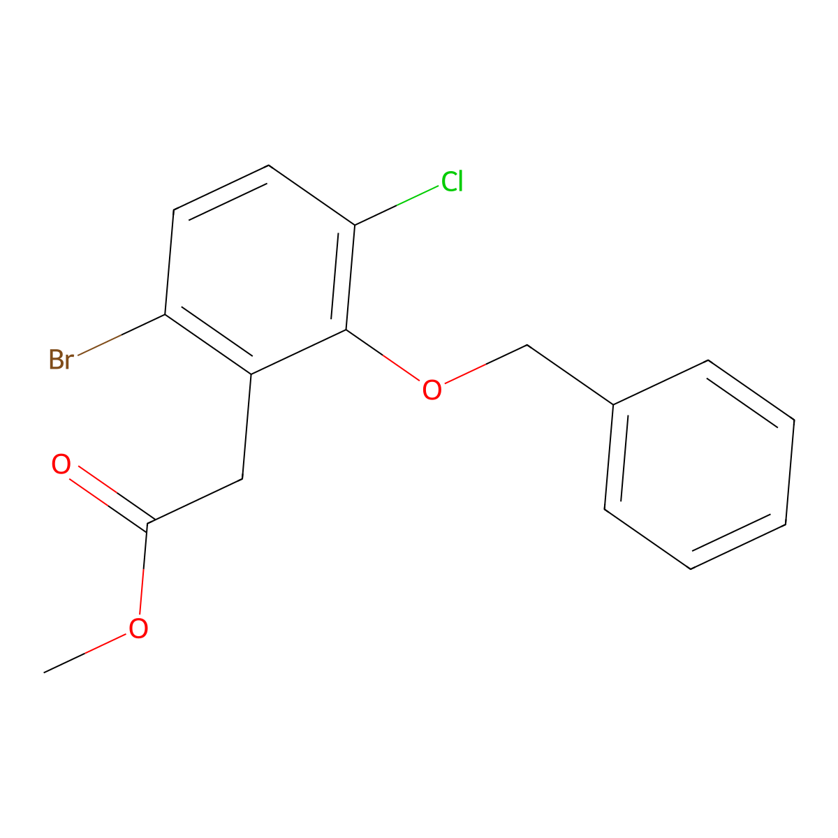 Methyl 2-(2-(benzyloxy)-6-bromo-3-chlorophenyl)acetate molecular structure, CAS 1956340-14-9